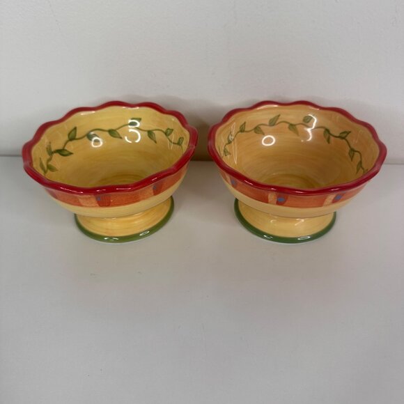 Pfaltzgraff Napoli Hand Painted Earthenware Footed Bowls Set Of 2 Fruit/Dessert - Picture 9 of 9